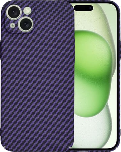 Hoesje geschikt voor Apple iPhone 15 Plus - Techsuit Carbonite FiberShell Carbon Back Cover - Paars