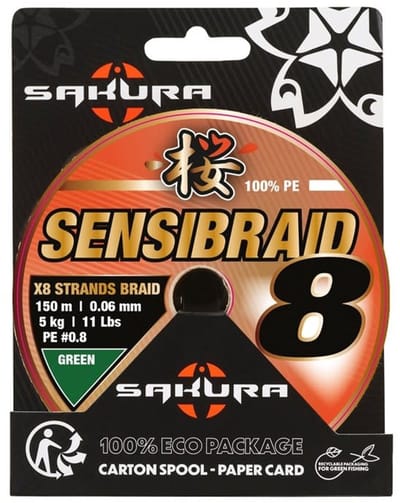 Sakura Sensibraid 8 Green 150m - Maat : 0.12mm