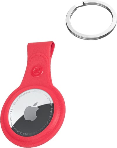 Hoesje Geschikt voor Apple AirTag-Sleutelhanger Hoesje Leer - Sleutelhanger Hoes Hoesje Geschikt voor Apple AirTag Case - Rood