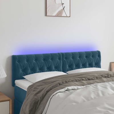 vidaXL - Hoofdbord - LED - 144x7x78/88 - cm - fluweel - donkerblauw