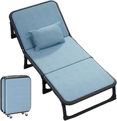 Klapbed met Matras - Gastenbed Opklapbaar - Comfortabel Slapen - Zes Posities Verstelbaar - 190x63CM - Blauw