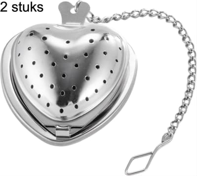 CHPN - Theezeefje - RVS Thee Ei - Hartvormige Theefilter - Losse Theezeef - Kruideninfuser - Zeef- Tang - Thee Ei - Theemannetje - RVS - Hartje