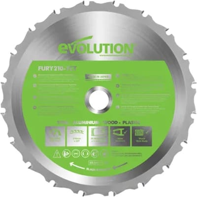 Evolution Fury Zaagblad - 210 Mm - 20 Carbide Tanden - Hout, Staal, Aluminium