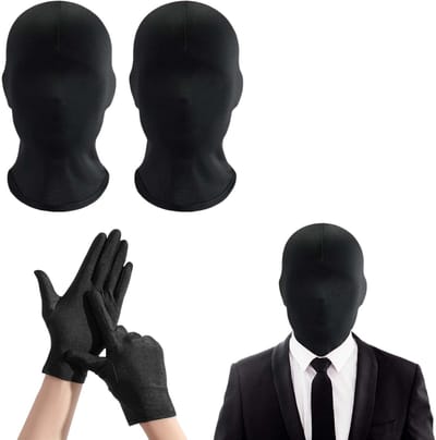 Dailygoods- Gezichtsmasker set 2 stuks - Volledig gezichtsmasker - Zwarte handschoenen - Tattoo stickers - Elastisch unisex masker - Lichtgewicht ademend - Verkleedmasker