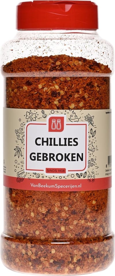 Van Beekum Specerijen - Chili Gebroken - Strooibus 350 Gram