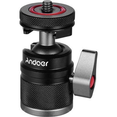 Mini chaussure froide 2 en 1, tête sphérique, double usage, vis 1/4, en alliage d'aluminium, pour appareil photo, téléphone, trépied Speedlite, bâton de Selfie noir