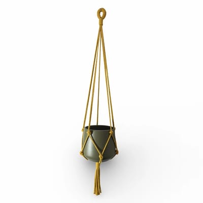 Plantenhanger 'Original' - Kies kleur en lengte - Okergeel - 80 cm lang - Katoenkoord - Geschikt voor Pot met Diameter t/m 20 cm - Handgemaakt in ons Macramé Atelier - Prijs per Stuk - Let op: Exclusief Pot - Inclusief Verzendkosten