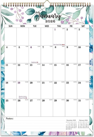 Wandkalender 2025-2026 - Maandkalender Planner - Organisatie Thuis - Ruim Weekoverzicht - 30x30cm - Kleurrijk