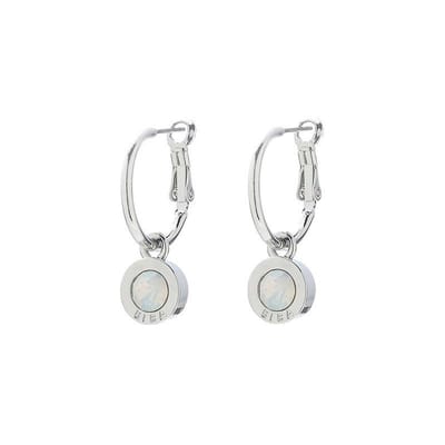 Biba Oorhangers Zilver met gekleurde steen Groot White Opal