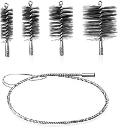 Set van 5 Schoonmaakborstels voor Kachelpijpen - Inclusief Borstels voor Schoorsteen, Verwarmingsketel en Open Haard - Diverse Maten van 30mm tot 80mm