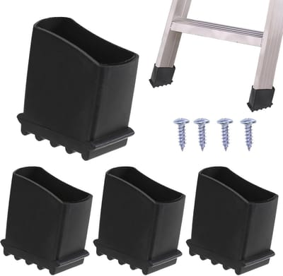 Universele rubberen laddervoeten 50 x 25 mm - Antislip ladderkappen met schroeven (4 stuks)