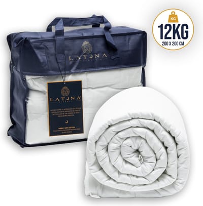 Latona Blanket® Verzwaringsdeken tweepersoons 200 x 200cm - 12kg - Wit - Katoen - Weighted blanket