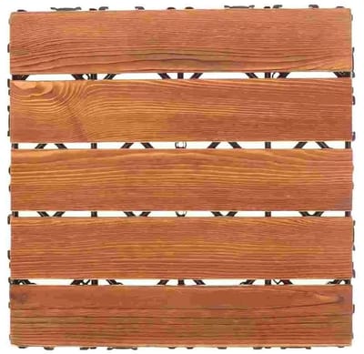 Houten tuintegels - Vloerdelen buiten - Terras aanleggen - In elkaar grijpend ontwerp - 30x30 cm - Bruin