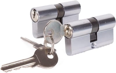 Cilinderslot Set - Gelijksluitend Sloten - Deuren Beveiligen - Eenvoudige Installatie - 60mm Lengte - Zilverkleurig