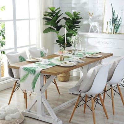 Tafelloper Natuurlijke Plant Stijl Tafelloper, Klassieke Tafelloper, Linnen Decoratieve Luxe Damast Vintage Ontwerp Tafel Runner,5 Kleuren