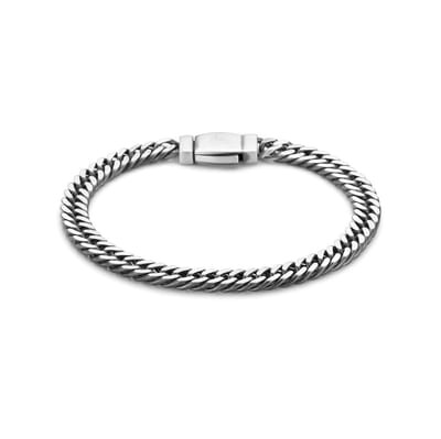 Zilver Geoxideerd Armband Gourmette 4-Zijdes Geslepen 6,7 Mm 1101799