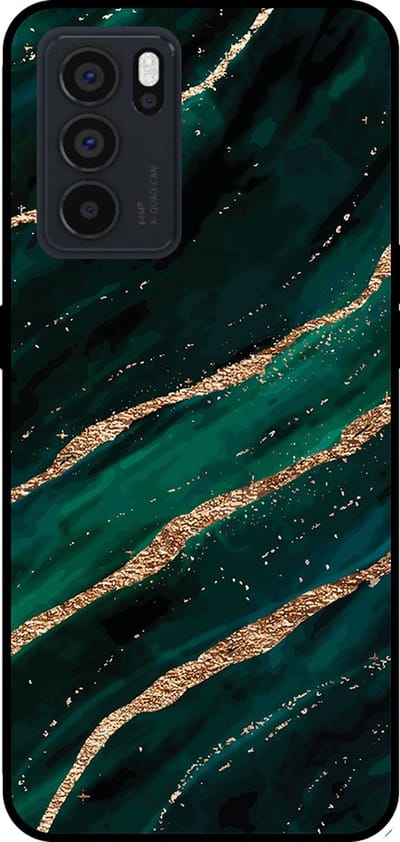 Smartphonica Telefoonhoesje Geschikt voor Oppo Reno6 Pro met marmer opdruk - TPU backcover case marble design - Groen Goud geschikt voor Oppo Reno6 Pro