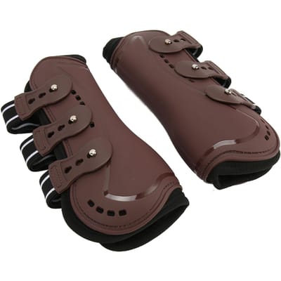 Guêtres avant pour cheval Respirantes Résistantes aux chocs Anti-dérapantes Protection de jambe pour cheval pour l'entraînement le saut l'équitation Marron M Medium 31.5x15.75in black