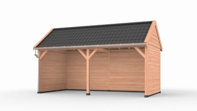 Douglas overkapping zadeldak, 600 x 300, met achterwand en twee zijwanden, Westwood Ruiter Plus