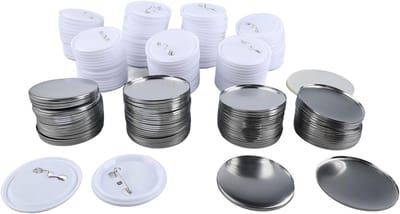 Complete Set van 100 Pin Button Onderdelen, 2.3 Inch Badge Materialen voor Button Maker, Ronde Lege Pins met Plastic Achterkant en Metalen Deksel