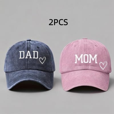Casquette de baseball imprimée Fashion Dad Mom Love Coton lavé Réglable Casquette de couple Casquettes de baseball Pour homme femme gray