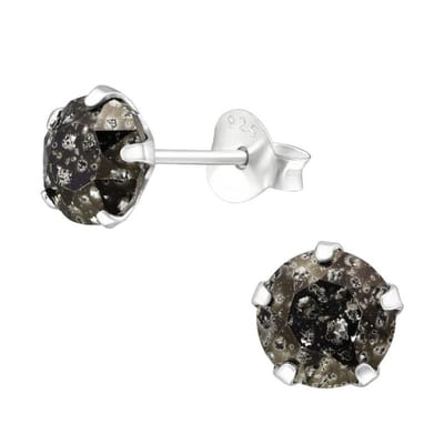 Aramat Jewels | Oorbellen | Zwarte Kristal Oorbellen 925 Zilver – 6mm Black Diamond | | | |6mm | Zilver | Kinderen, Volwassenen | Verkleurd niet