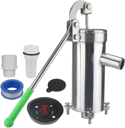 Handmatige Waterpomp - Drukpomp - Waterdruk Verhoging - Roestvrij Staal - Licht en Duurzaam - Zilverkleurig