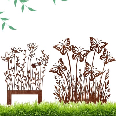 Tuinstekers roest, Butterfly tuindecoratie, bloemensteker, roestdecoratie, lentedecoratie, tuinsteker, metaal, voor tuin, weerbestendig, terras, balkon, lente, buiten, decoraties
