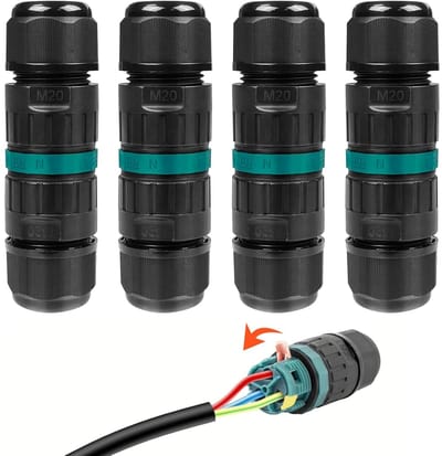 GELLDG Kabelconnector - Waterdichte connector - 3-pins ondergrondse kabelconnectorhuls - Geschikt voor kabeldiameters van 9-12 mm - Geschikt voor tuin, buiten, in de grond - 4 stuks