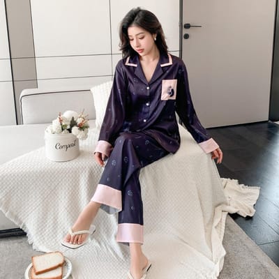 Nieuwe IJszijden Pyjama's voor Dames in de Lente, Comfortabele, High-end, Eenvoudige en Casual Huispakken XXL gray