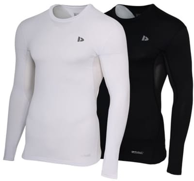 2-Pack Donnay - Baselayer Longsleeve - Thermo/Sportshirt - Heren - White/Black (997) - maat S