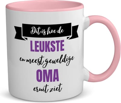 Akyol - meest geweldige oma koffiemok - theemok - roze - Oma - beste oma - verjaardagscadeau - cadeau voor oma - kado - 350 ML inhoud