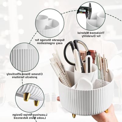 Make-up Borstel Organizer met 360 Graden Rotatie, 5 Compartimenten voor Cosmetica en Nagellak, Ideaal voor Badkamer en Make-up Tafel