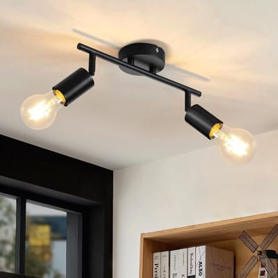 NETTLIFE Opbouwspot - E27 Fitting - 2 lichts - Moderne Plafondspot - Zwart - Plafondlamp - Woonkamer | Slaapkamer | Keuken - L 30cm-excl. lichtbron
