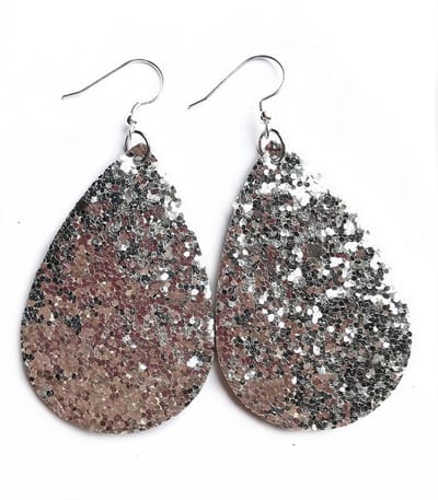 Jomide Oorhangers Leer - Glitter - Zilverkleurig