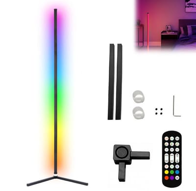 LED-vloerlamp – Kleurveranderende lamp – Dimbaar – 155 cm – Geschikt voor woonkamer, slaapkamer, gamekamer – Sfeerverlichting
