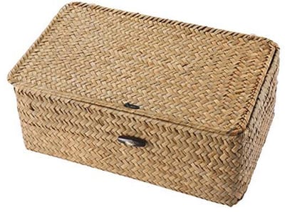 Multifunctionele Rotan Opbergmand met Deksel - Make-up Organizer