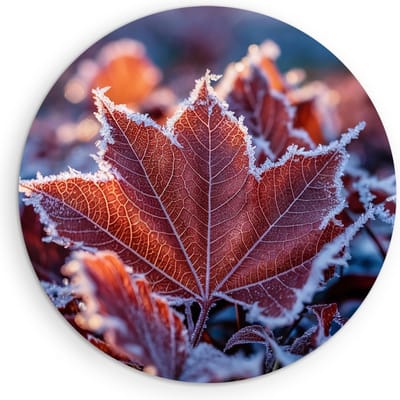 Saammp Muurcirkel Hout - Bevroren Blad - Natuur - Abstract - Ø 90 - Wandcirkel - Wanddecoratie Cirkel - Muurdecoratie Woonkamer - Kantoor Decoratie