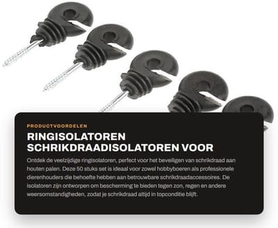 Dailygoods- Ringisolatoren 50 Stuks - Schrikdraadisolatoren - Weersbestendig - Eenvoudig te installeren - Milieuvriendelijk - Lange levensduur