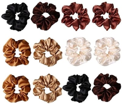 Allecto - 12 Stuks Haarscrunchies - Elastische Satijnen Scrunchies