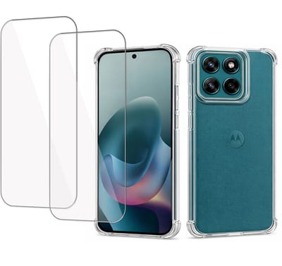 ChiGuard Hoesje & 2x Screenprotector geschikt voor Motorola Moto G87 Hoesje Screenprotector - Gehard Glas Cover + Shock Proof Case – Transparant