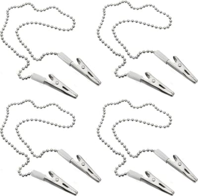 Servetketting met clip, 4 stuks, roestvrij staal, zilver, servethouders voor senioren en kinderen.
