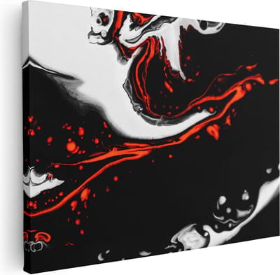 Artaza Canvas Schilderij Abstracte Kunst - 40x30 cm - Klein - Muurdecoratie Woonkamer - Wanddecoratie Rood - Kamer Accessoires