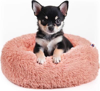 Pet Perfect Donut Hondenmand 60cm - Fluffy Hondenkussen - Hondenbed - Roos - Wasbaar