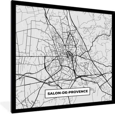 Fotolijst incl. Poster - Stadskaart - Frankrijk - Kaart - Salon-de-Provence - Plattegrond - 40x40 cm - Posterlijst