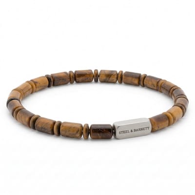 STEEL & BARNETT - Kralenarmband Heren - Colourful Cal - Tijgeroog - Maat S