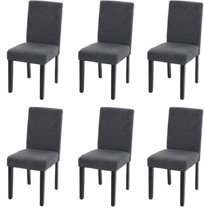 Set van 6 eetkamerstoelen Keukenstoel Littau ~ textiel, antracietgrijs, donkere poten