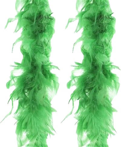 Atosa Carnaval verkleed boa met veren - 2x - neon groen - 180 cm - 45 gram - Glitter and Glamour