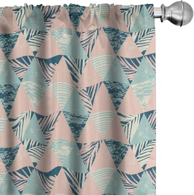 ABAKUHAUS Tropische Palmen – 2-delige set gordijnen 75x245 cm – Pastelroze/Blauw