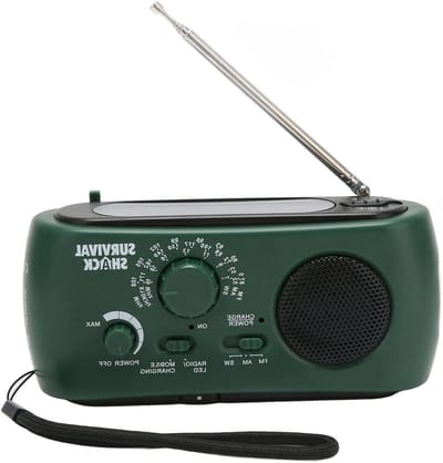 Hand Crank Radio - Noodradio Zaklamp - Kamperen Buiten - Multifunctionele Oplader - 16x9x6 cm - Zwart